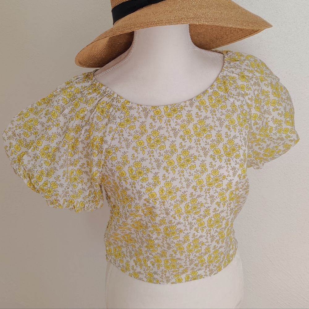 J.Crew Fitted Puff-Sleeve Top In Liberty Chapel Fabric